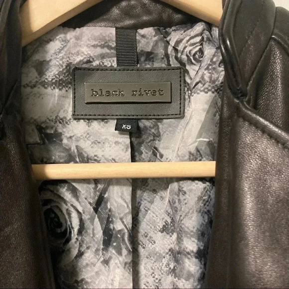 Black Rivet black leather motorbike  jacket - Picture 3 of 7